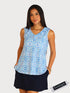 Chic Sleeveless V-Neck Digital Top with Ruffle Neckline - T2036